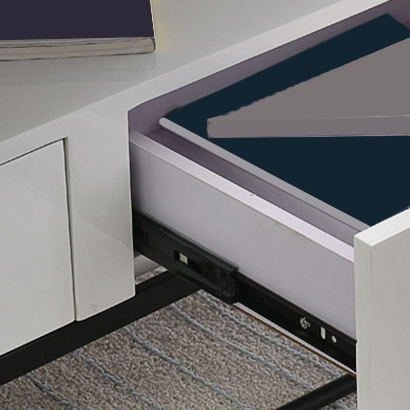 17.7" H Glam Rectangle Coffee Table Iron Frame Cocktail Table with 2 Drawers