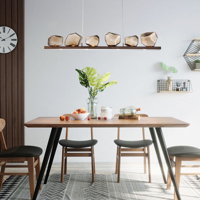 Contemporary Style Geometry Island Lights Clear Glass 6 Light Island Pendant Lights