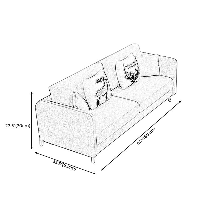 27.56" H Scandinavian Standard Square Arm Sofa With Loose Back, Brown