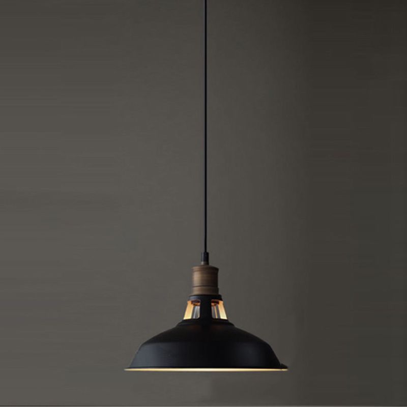 Black Truncated Barn Restaurant Drop Pendant Warehouse-Style Metal 1 Light Hanging Ceiling Light