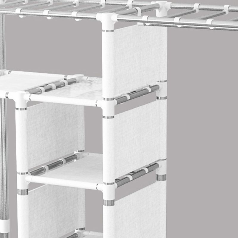 Contemporary Wardrobe Closet with Shelves Metal Wardrobe Armoire