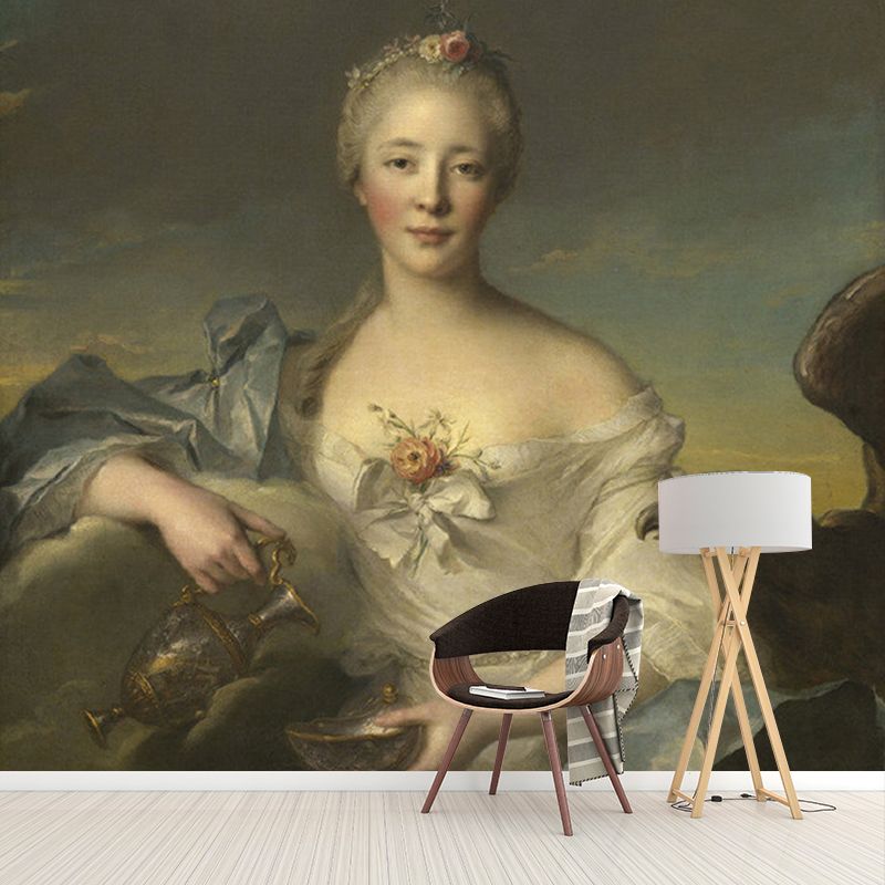 Custom Illustration Renaissance Wall Mural with Hebe and the Eagle of Jupiter Pattern in Brown