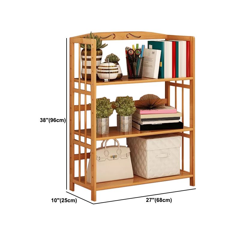 Contemporary Brown Bamboo Shelf Bookcase Open Bookcase for Study Room