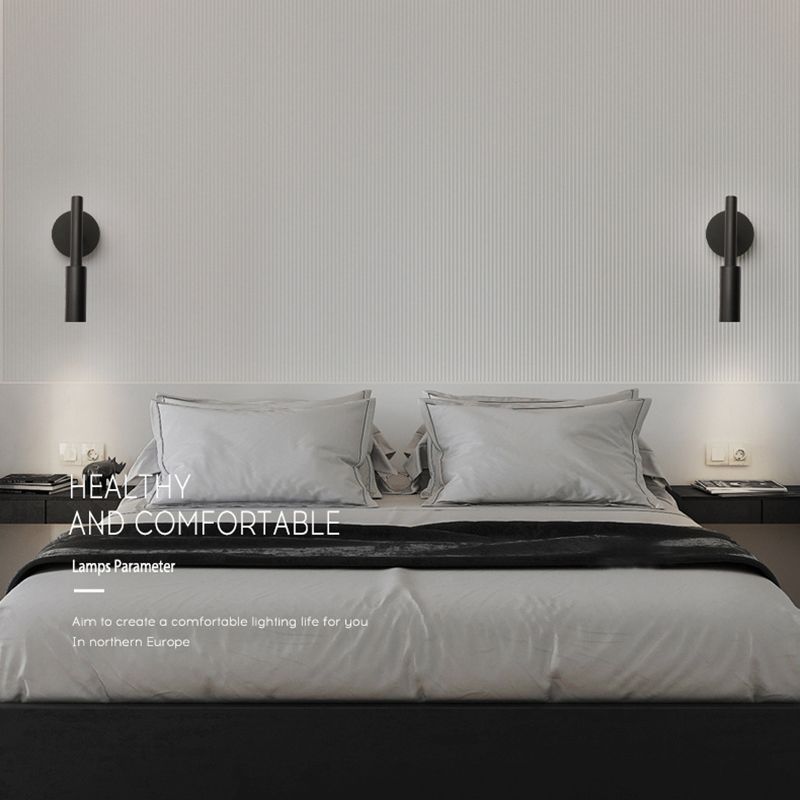 Modern Simple Wall Light Cylinder Shape Wall Lamp with Iron Shade for Bedroom
