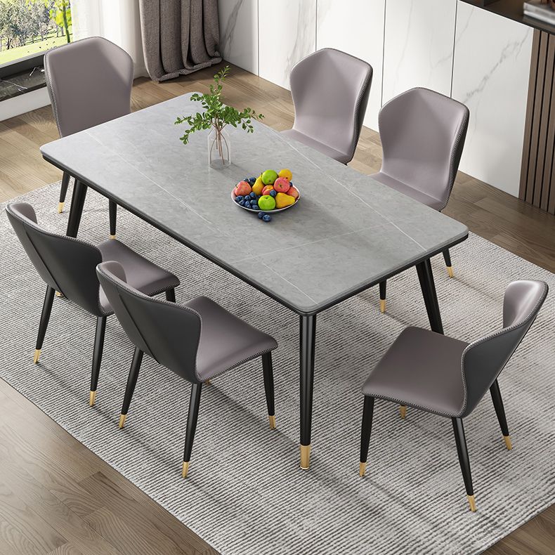 Simple Kitchen Standard Dining Table Sintered Stone Rectangle Dining Table with 4 Legs Base