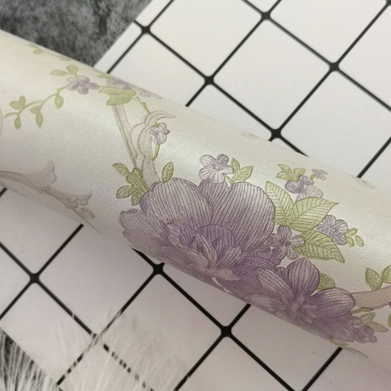 Vinyl 48.4 sq ft. Wallpaper Countryside Easy to Remove Watercolors of Flower Wall Decor
