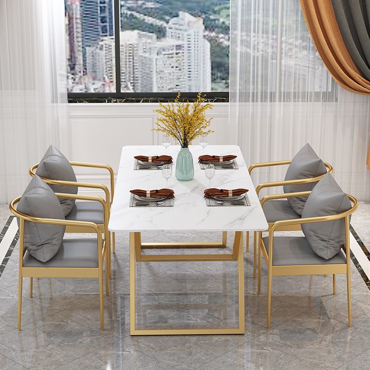 Iron and Slate Table Glam Style Simple Home Living Room Rectangular Dining Table