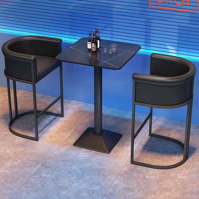 Industrial 1/2/3 Pieces Black Bar Table Set Round Bistro Set with Solid Back Stools