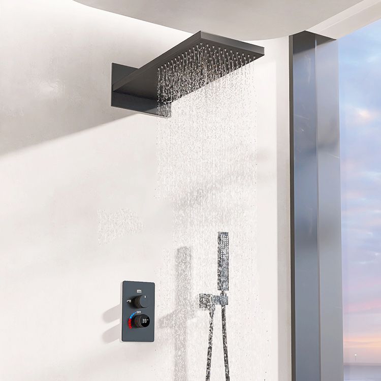 Modern Shower Head Combo Brass Wall Mounted Temperature Control Shower Set