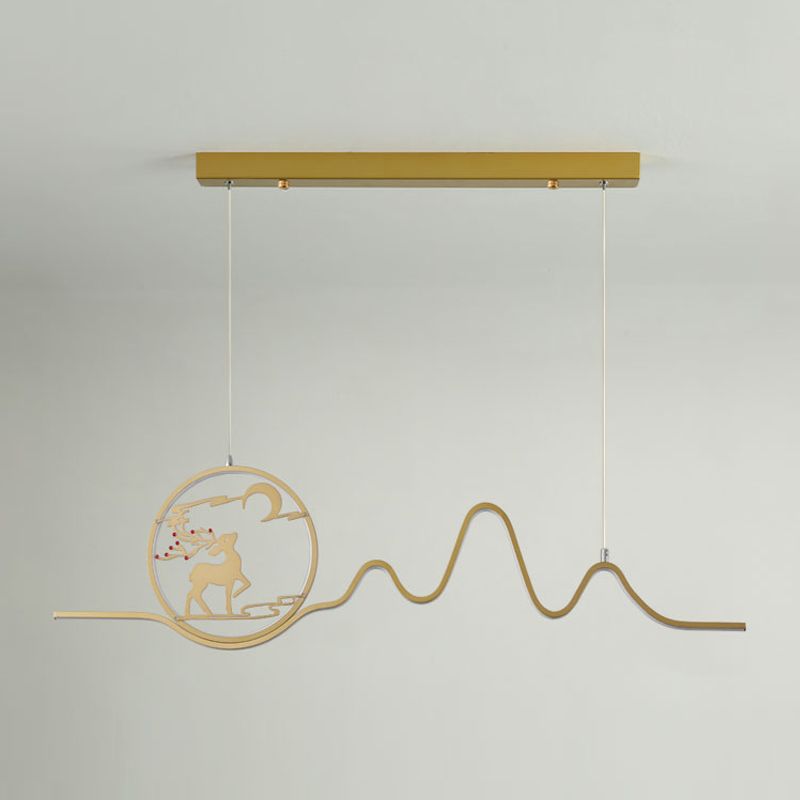 Linear Shape Island Lights Modern Style Metal Two Light Pendant Light Fixtures