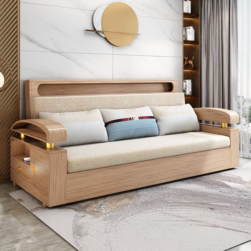 Glam Convertible Sofas Solid Wood Foldable Sleeper Sofa with Storage