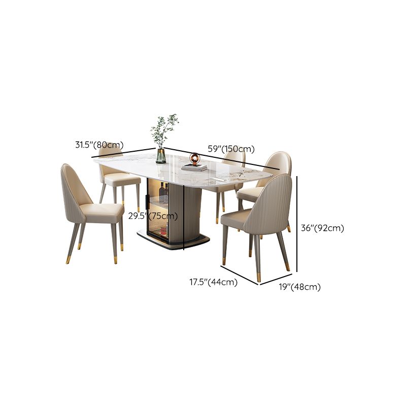 1/5/7 Pieces Modern Sintered Stone Top Dining Set with Storage