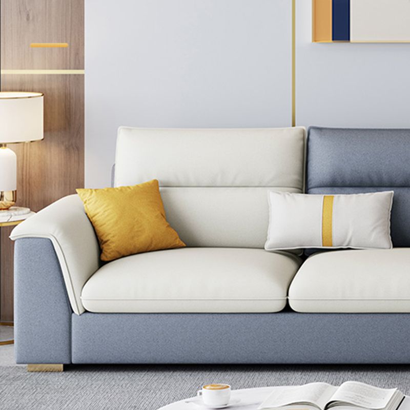 Glam Faux Leather Sofa & Chaise Square Arm Sofa for Living Room