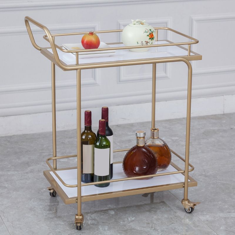 Contemporary 31.5"H Prep Table Rectangular Metal Rolling Prep Table for Dining Room