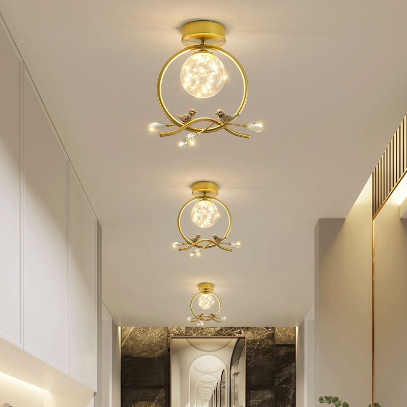 Plafonnier encastré sphérique moderne en verre transparent pour couloir LED