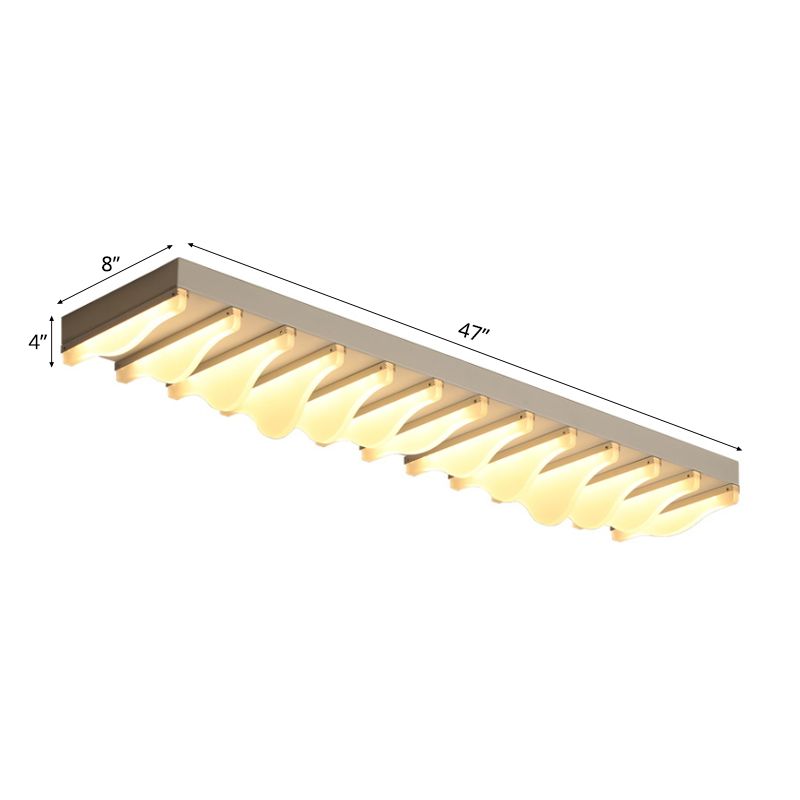 16"/23.5"/31.5" Wide Acrylic Rectangular Ceiling Flush Light Fixture Modern LED White Flushmount in Warm/White Light