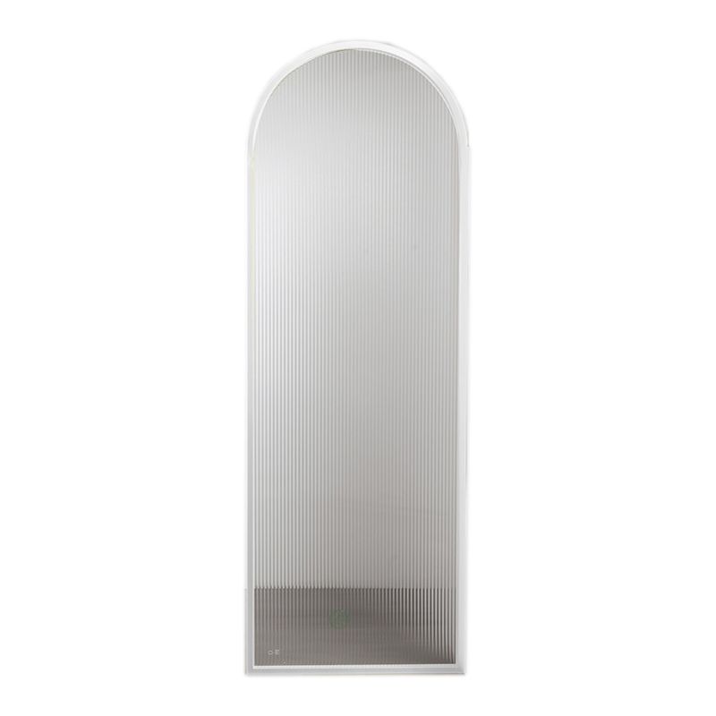 White Shower Door Frame Single Fixed Frosted Tempered Shower Bath Door