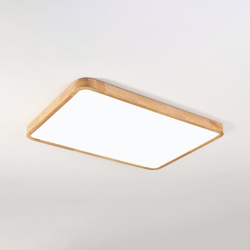 1-Light Wood Ceiling Light Fixtures Modern Style Geometric Semi Flush Mount Lighting