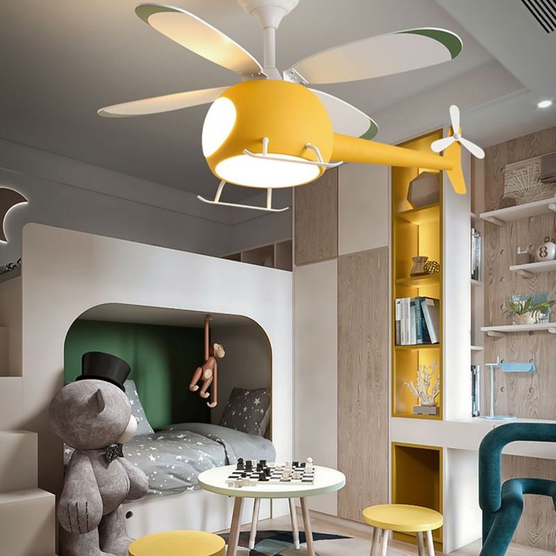 Avión para niños Avión colgante Iluminación Metal LED LED Semi Flush Lámpara montada