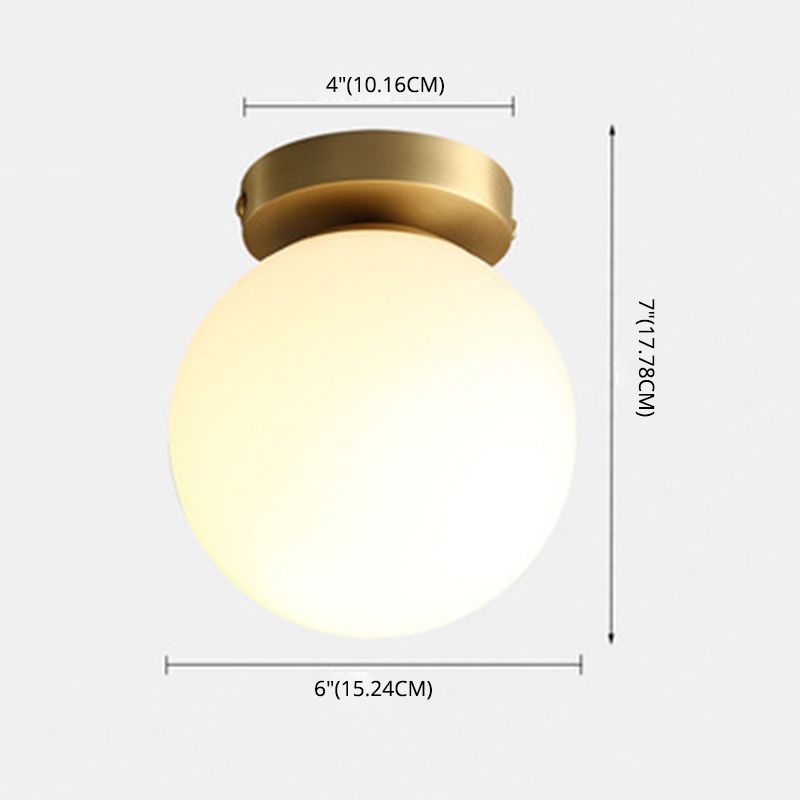 Foyer-inbouwverlichting met één lamp Minimalistische plafondlamp met bolvormige glazen kap