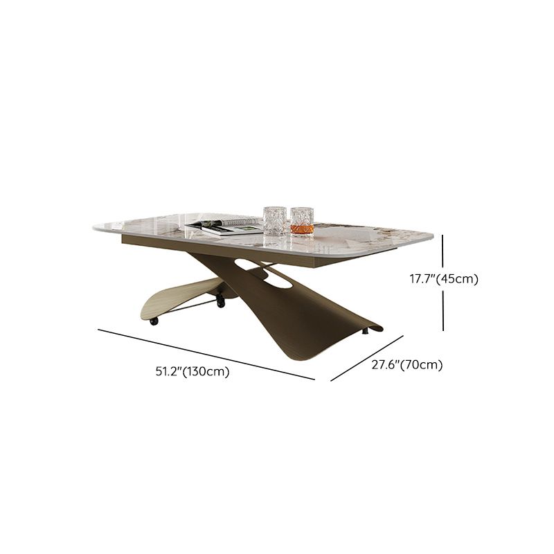 Glam Adjustable Height Coffee Table Slate Cross Legs Cocktail Table