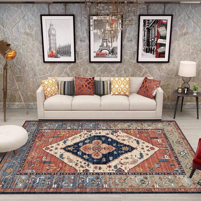 Tapis multicolore Shabby Chic en Polyester, tapis d'intérieur Tribal classicisme, facile d'entretien pour le salon