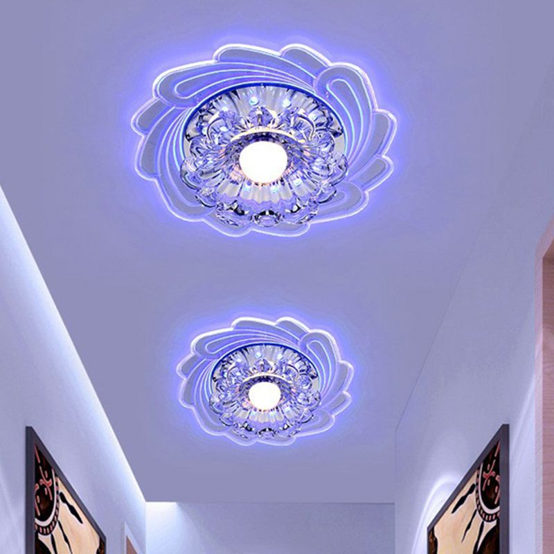 Crystal Flower encastré luminaire le plus minimaliste transparent LED couloir plafonnier fixations