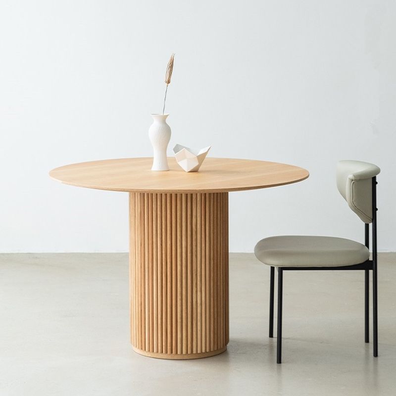 Solid Wood Dining Table Round Modern Pedestal Dining Table for Home Use