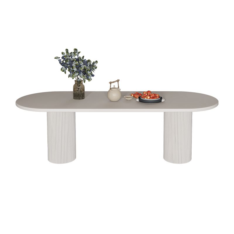 Stone Top Dining Table Modern Double Pedestal Dining Table for Kitchen
