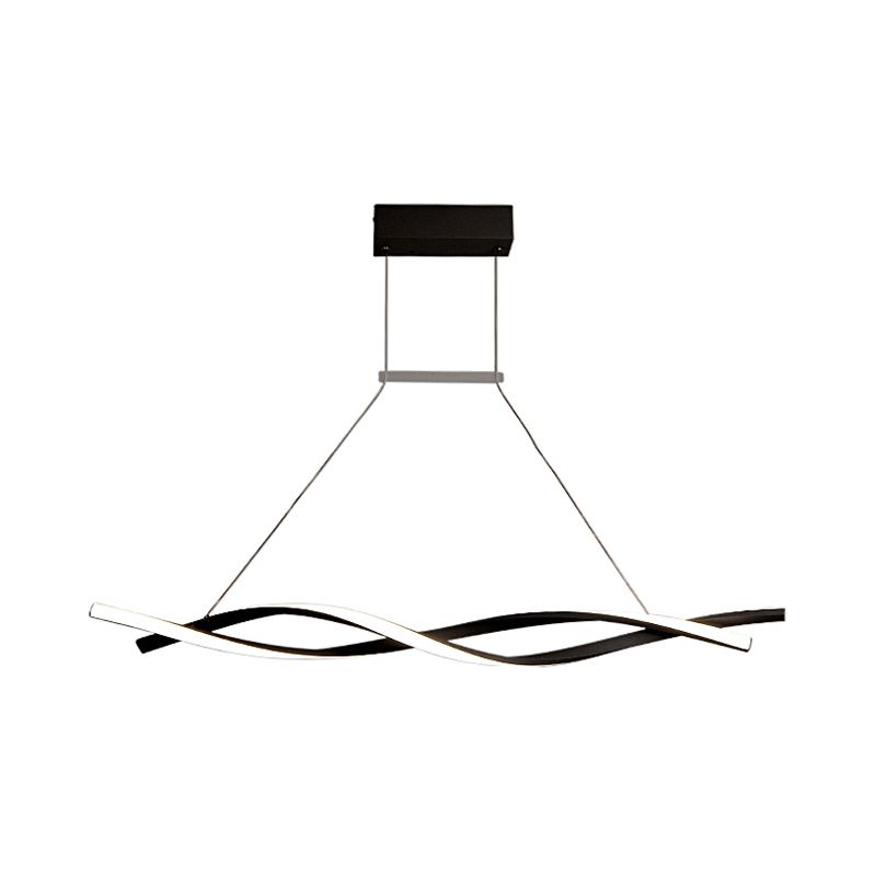 Acrylic Wave Chandelier Lighting Modernist Led Black/Grey Hanging Pendant Lamp in White/Warm/Natural Light, 31.5"/39"/47" Wide