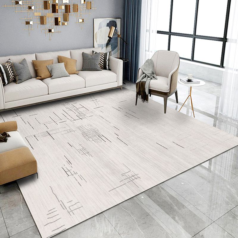 Beige Casual Rug Polyester Striped Rug Stain Resistant Rug for Living Room