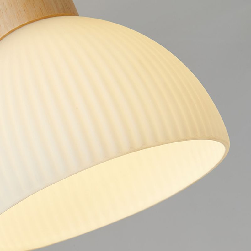 Modern Ceiling Light Wooden Flush Mount Ceiling Light Fixture with Glass Shade