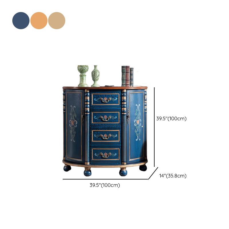 Industrial Bombe Accent Cabinet with Drawers and 2 Doors in Solid Wood