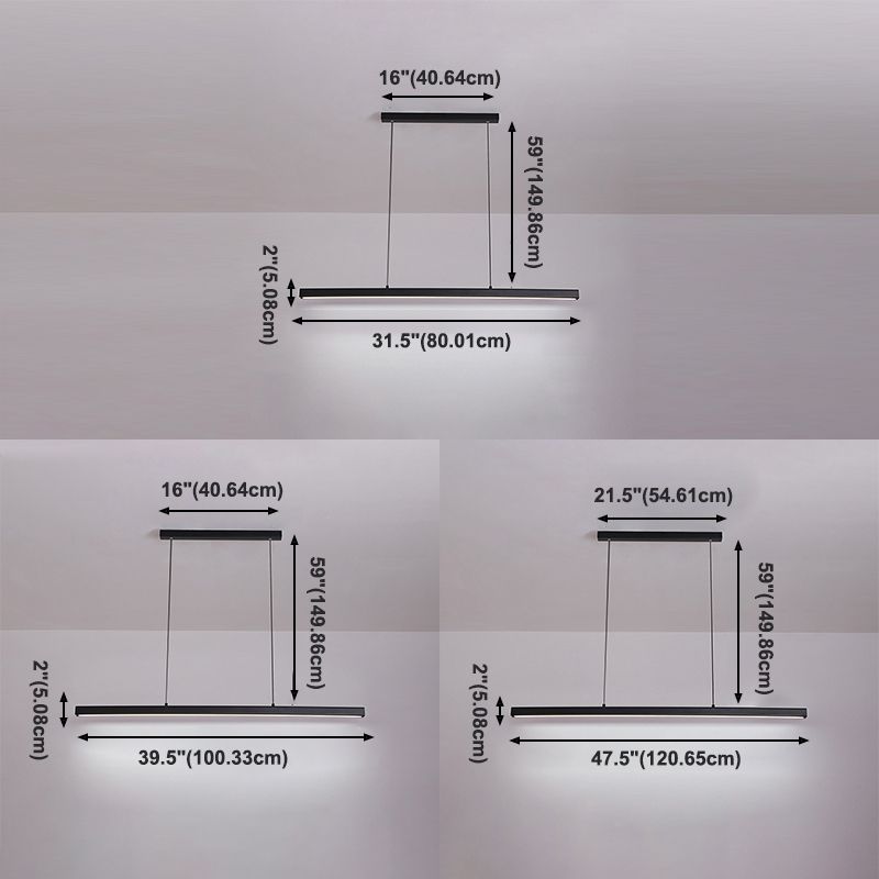 Lámpara de luz de luz simple LED lámpara colgante rectangular moderna para comedor