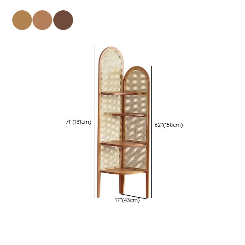 Corner Wooden 4-Tier Shelf Contemporary Bookcase with Shelves