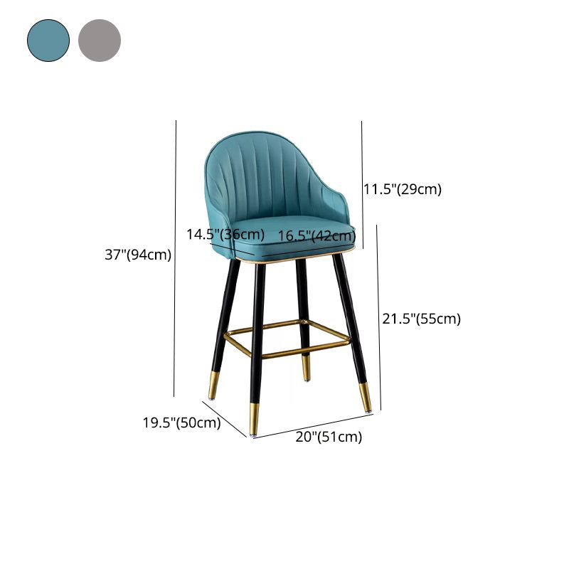 Scandinavian Style Armed Low Back Stools for Home Leather Counter Stool