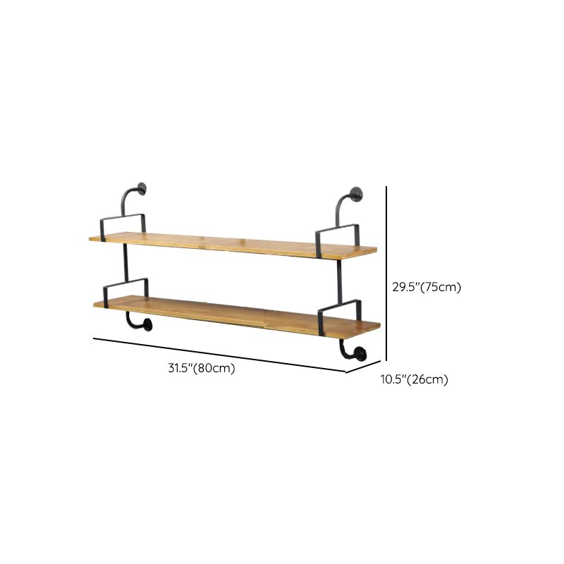 Metal and Wooden Shelf Bookcase Floating Open Wall Mounted Book Shelf for Study Room