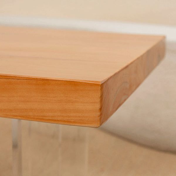 Scandinavian Rectangle Coffee Table with Solid Wood Top and Acrylic Base