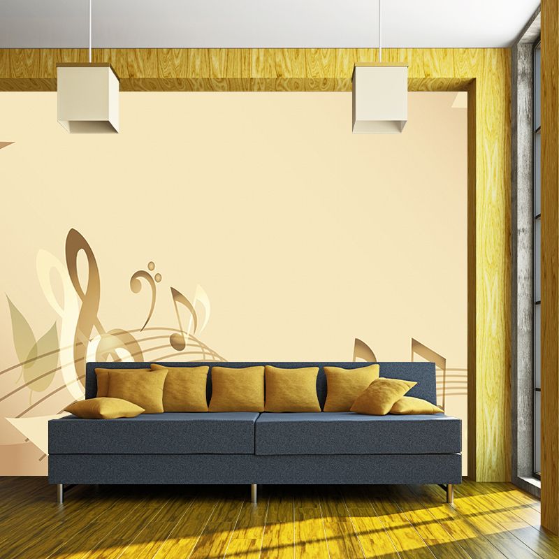 Illustration Stain Resistant Wallpaper Musical Note Living Room Wall Mural