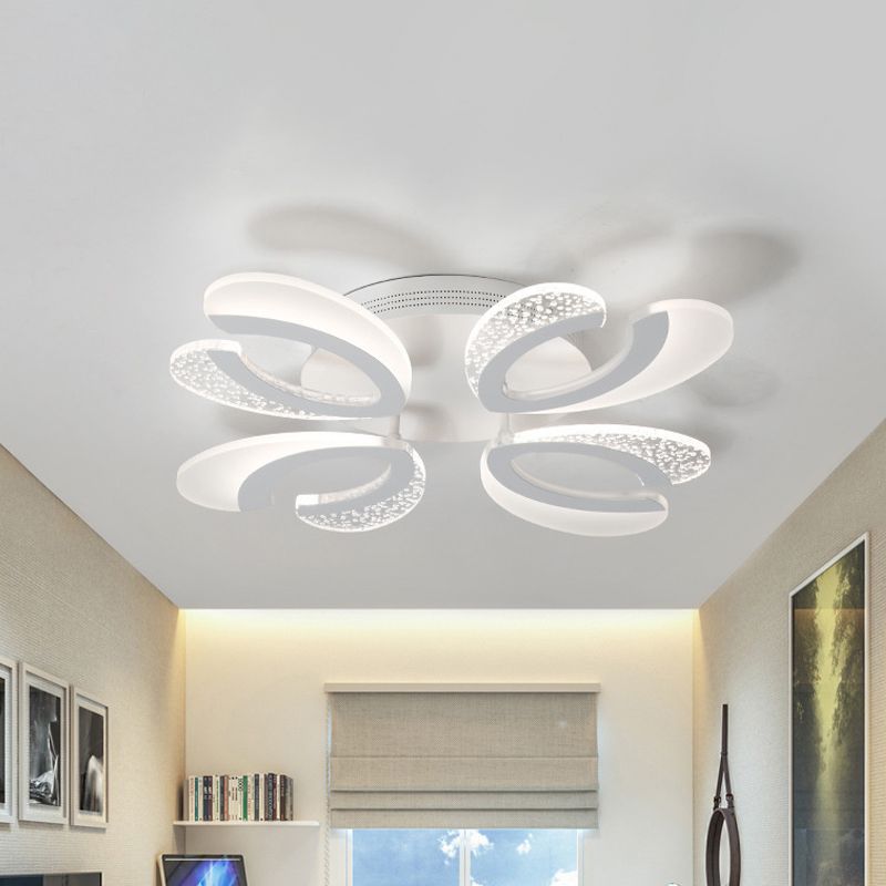 Stylish moderne 4/6/12 Lichter Deckenlampe Weiß Korallen LED Semi Flush Light mit Acrylschatten in warmem/weißem Licht