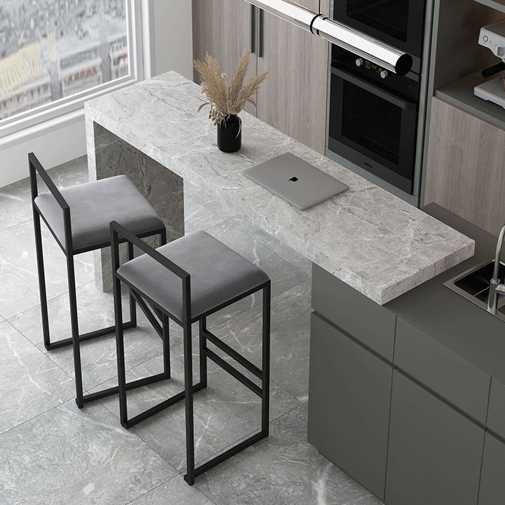 Metal Armless Dining Stools Contemporary Bar Stools with Cushion