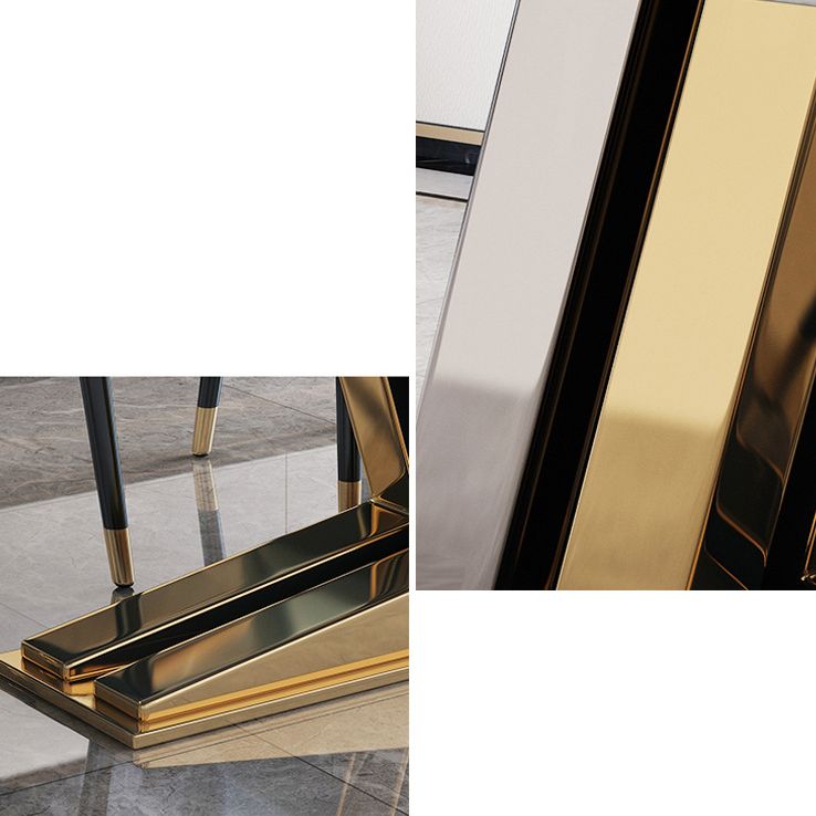 Scandinavian Metal Base Textured Dining Table Rectangle Formal Dinette Set for Home