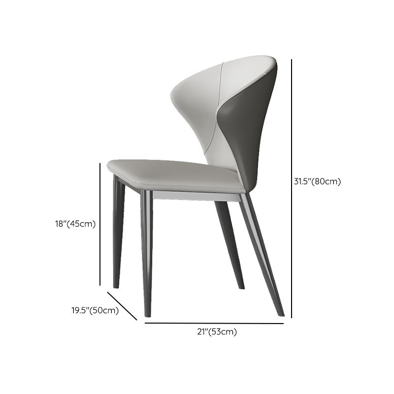 Kitchen Contemporary Side Chair Gray Legs Wingback Dining Chair