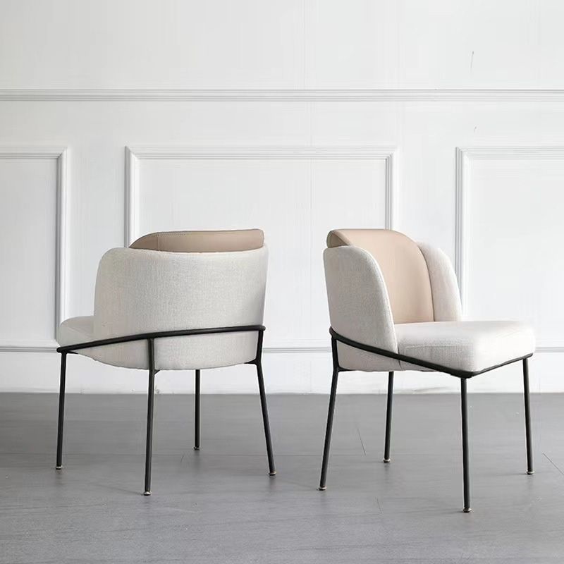 Upholstered Dining Chairs Contemporary Armless Chairs with Metal Base