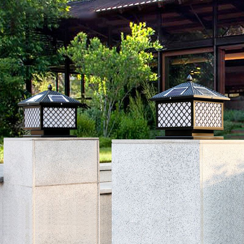 Postmodern Pillar Lamp Creative LED Solar Lighting Fixture for Garden