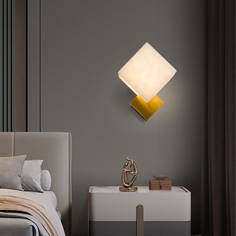 Metal Square Shape Wall Lighting Modern Style 1 Light Wall Light Sconce in Gold