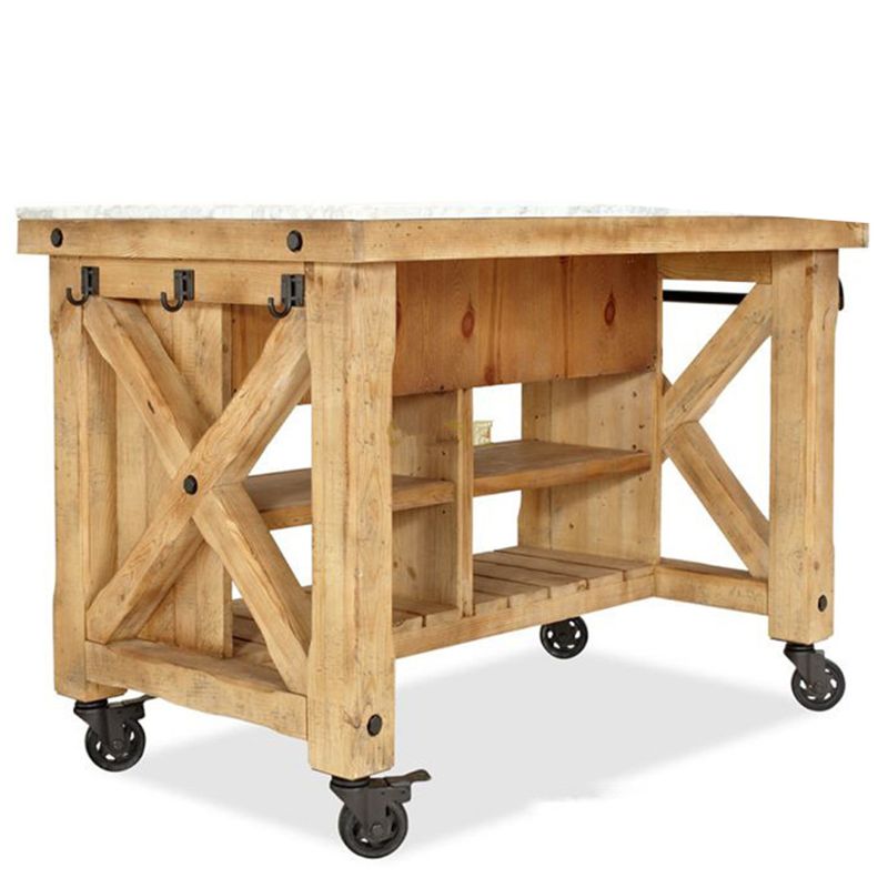 Contemporary Rolling Kitchen Cart Wood Kitchen Island Cart with Towel Rack