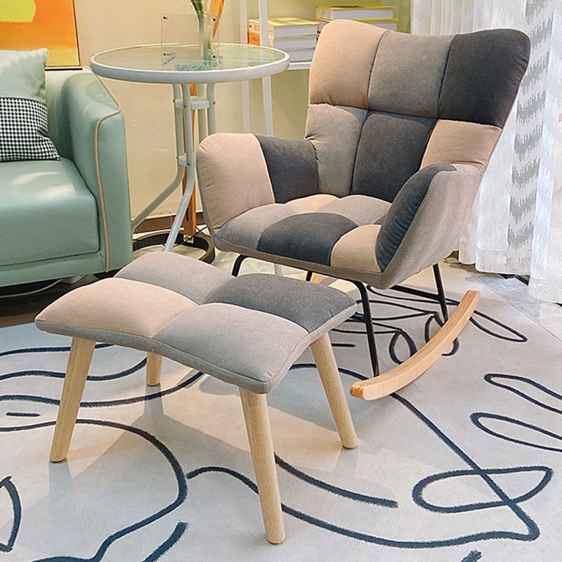 Contemporary Nursery Sofa Rocking Chair Indoor Rocking Chair with Ottoman