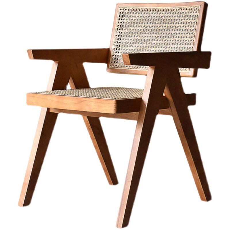 Silla de madera de fresno de estilo tradicional, silla individual con brazo trasero abierto para cocina