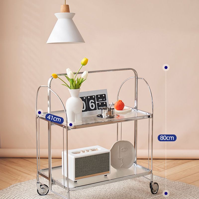 Modern Clear 23.6" End Table Rectangular Glass Side Table with Shelf